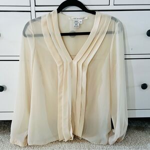 Max Studio sheer long sleeve blouse cream